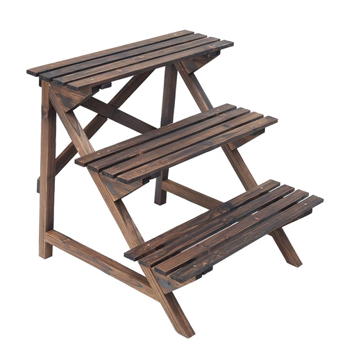 Карбонизированная анти -коррупционная деревянная цветочная рама многорезовая балкона цветочная рама сплошной древесина