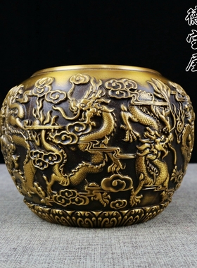 吉祥献瑞香炉风水黄铜摆件