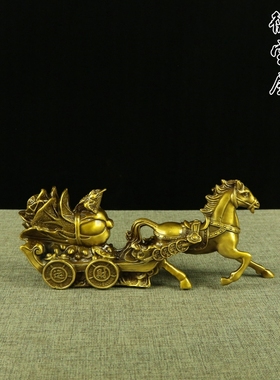 黄铜复古马拉白菜马拉车招财摆件
