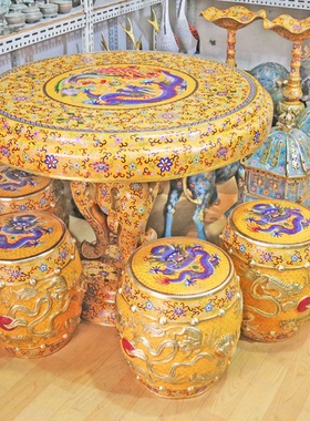 摆件凳子掐丝珐琅彩圆桌景泰蓝