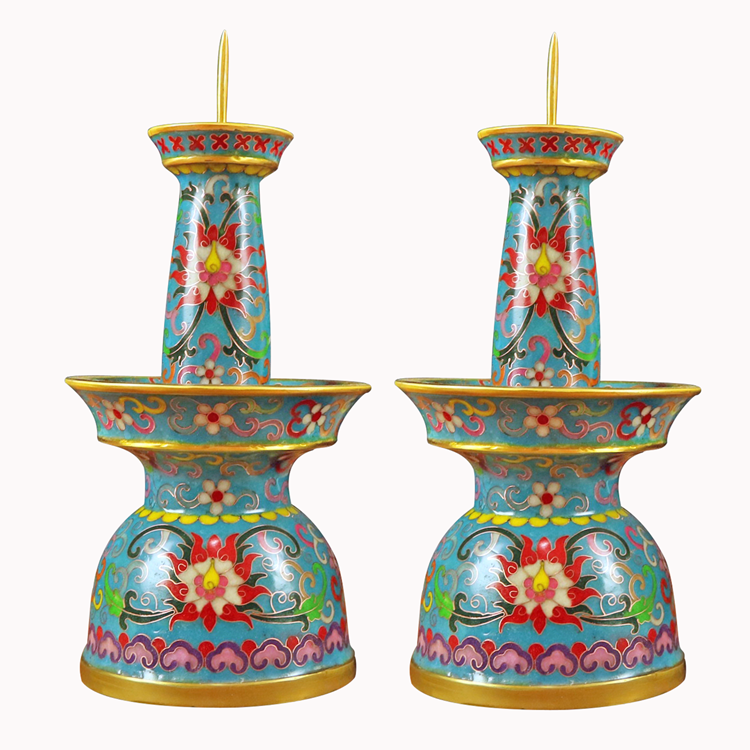 景泰蓝五供掐丝珐琅彩铜香炉蜡烛台香筒佛具工艺品摆件大号五件套,淘宝优惠券,粉丝福利购,淘宝优惠卷