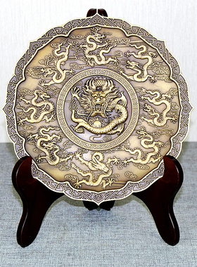 九龙中式风家居饰品铜盘子