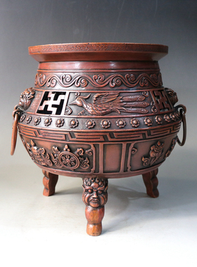 古玩包邮纯铜龙凤呈祥火盆烤手