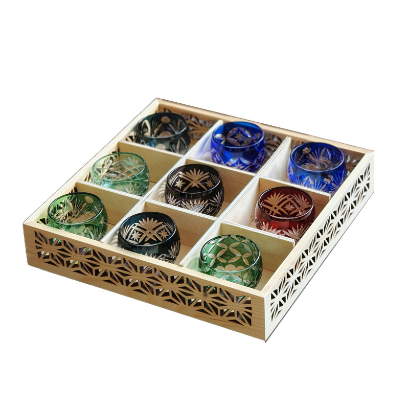 日式江沪切子清酒杯家用果酒杯手工雕刻杯烧酒杯九宫格甜酒杯套装,淘宝优惠券,粉丝福利购,淘宝优惠卷