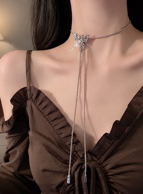 洗澡可戴钛钢不掉色蝴蝶项链女