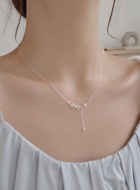 防水防汗不掉色月桂叶流苏项链
