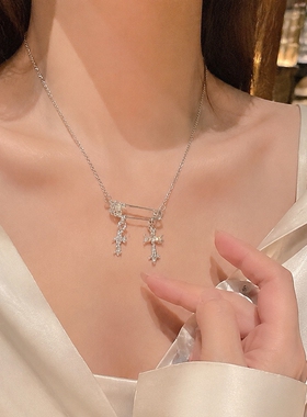 防水防汗不掉色镶钻十字架项链
