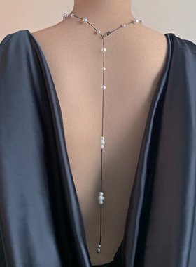 KOE长款珍珠项链礼服背链配饰女