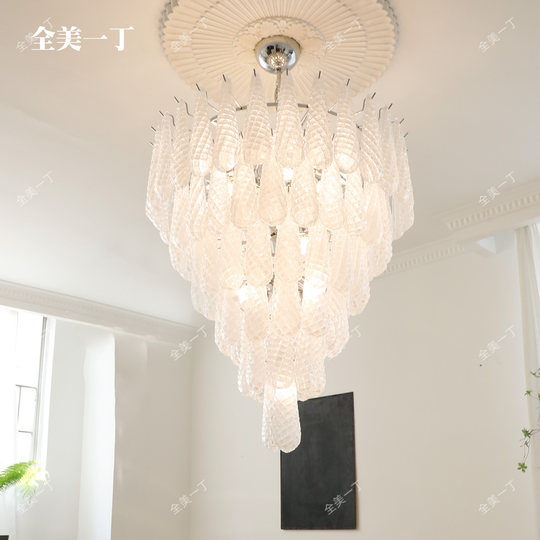 全美一丁 别墅复式楼梯轻奢水晶玻璃吊灯美式复古客厅餐厅卧室灯