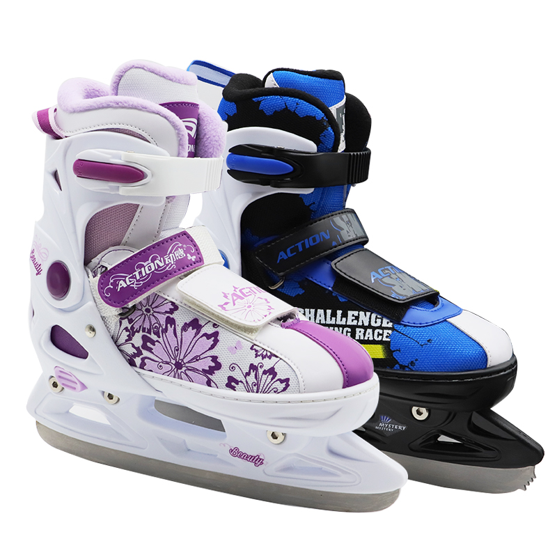 动感新款冰刀鞋 男女儿童初学不锈钢刀保暖溜冰鞋 花样冰球滑冰鞋 - 图3