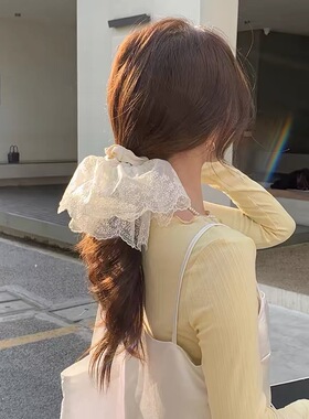 法式高级感蕾丝网纱裙摆发圈头饰扎头大肠圈后脑勺发饰头绳发绳