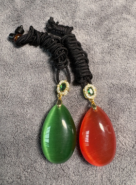 天然彩石青意境感复古百搭水滴吊坠项链毛衣链子