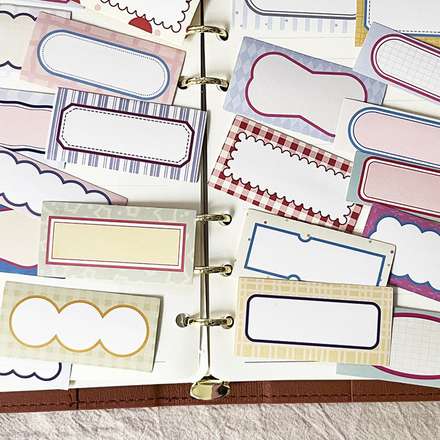 Sandra notebook sticker title label color strip