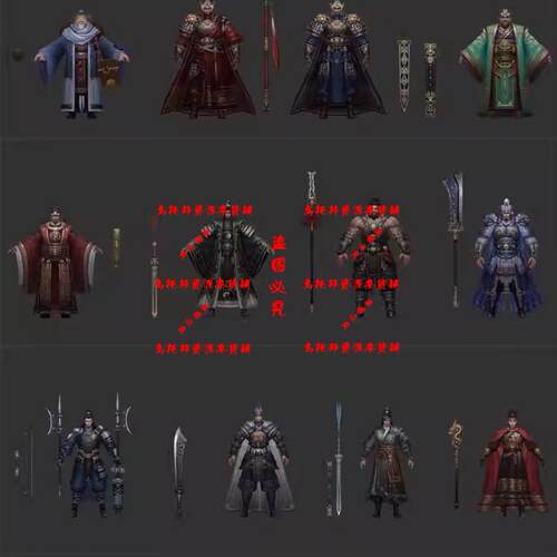 3ds max中国风三国人物角色3D模型fbx素材骨骼绑定3dmax武将美女 - 图2