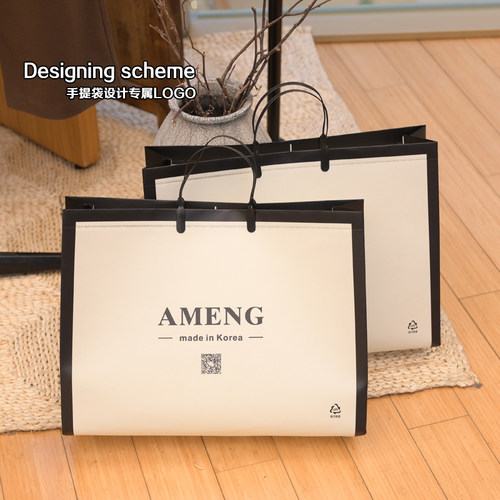 覆膜无纺布袋服装店手提袋子定制LOGO环保礼品手拎袋交叉耳手提袋 - 图2