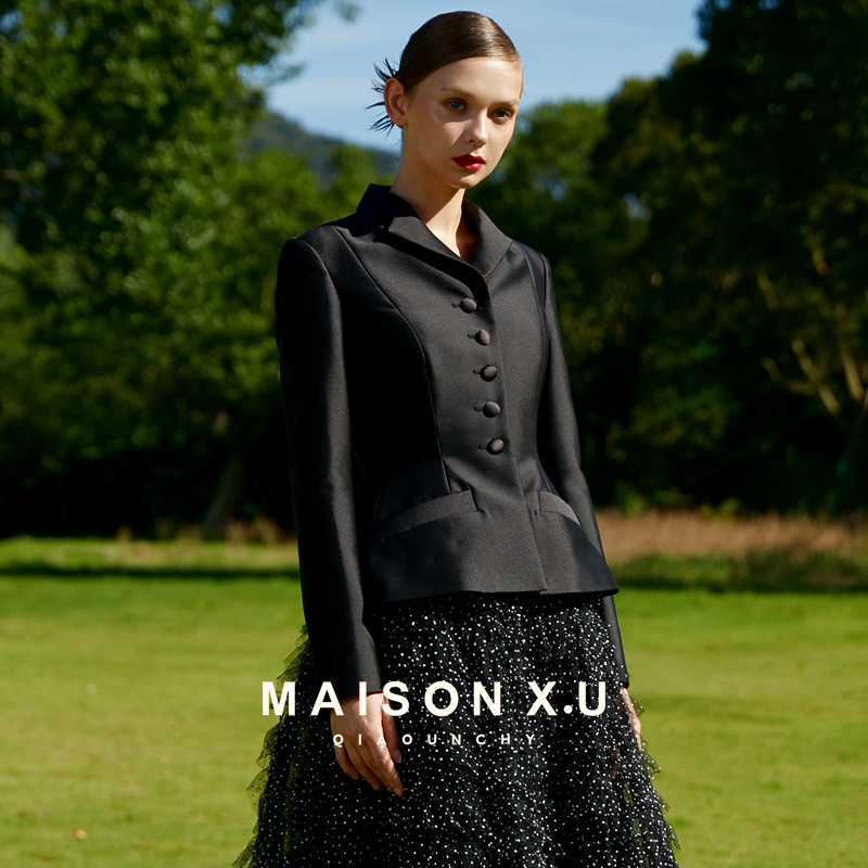 拥有永存的风格 MAISON X.U｜设计师品牌黑色丝毛混纺法式小外套