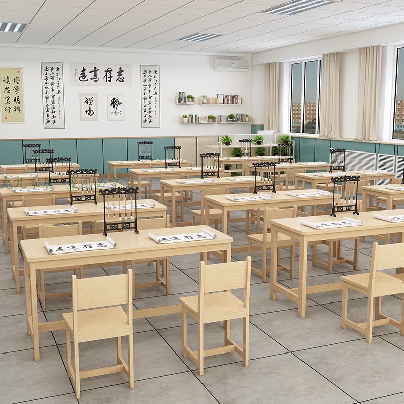 厂家直销辅导班实木课桌椅单双人培训机构托管围棋象棋书法培训桌,淘宝优惠券,粉丝福利购,淘宝优惠卷