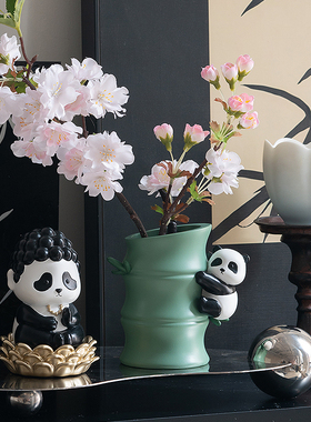 米子家居熊猫玄关钥匙收纳摆件