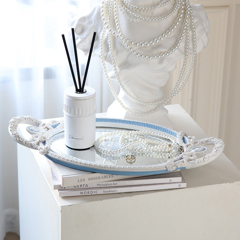 米子家居法式香薰托盘高级感梳妆台珠宝镜面收纳展示拍摄道具摆件,淘宝优惠券,粉丝福利购,淘宝优惠卷