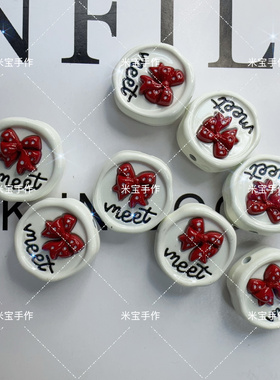 定制款双面双拼蝴蝶结圆饼珠手工串珠散珠饰品配件