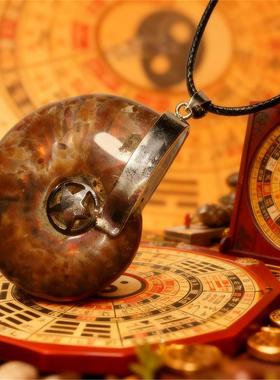 李居民本命年天然斑彩螺吊坠菊花螺化石项链2025年九运吉祥