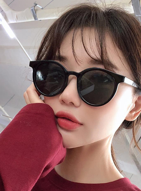 张大奕同款女米色复古小框墨镜网红阿沁圆形韩版潮男圆脸太阳眼镜