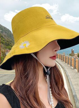 小雏菊渔夫帽女潮牌双面夏季薄款