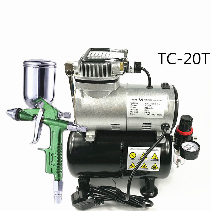 TC20T龙牙小型静音空压机家具皮革修补美甲模型上色喷笔气泵包邮-图1