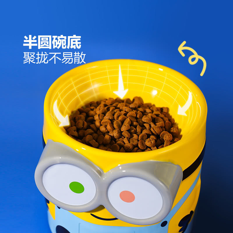 山姆华元小黄人宠物陶瓷碗套装2件高低双碗猫狗喂水喂食一碗两用,淘宝优惠券,粉丝福利购,淘宝优惠卷