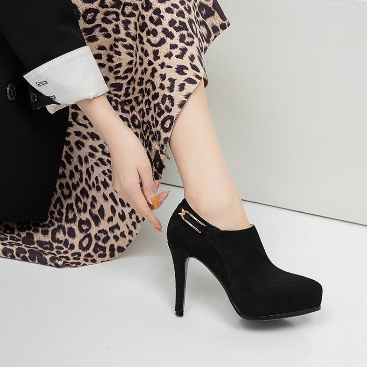 超高跟女鞋子大码2021年春秋季新款绒面防水台细跟侧拉链深口单鞋,淘宝优惠券,粉丝福利购,淘宝优惠卷