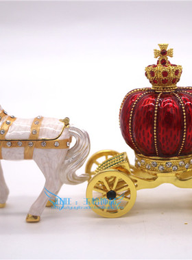 俄罗斯工艺品欧式风粉色南瓜车