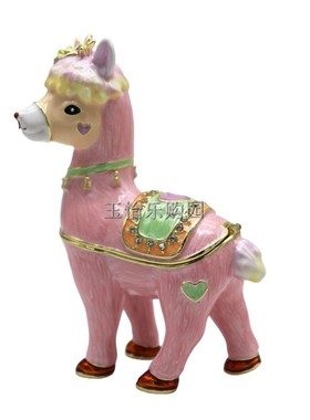 锡金属珐琅彩工艺品动物小羊驼摆件节日生日礼物饰盒创意节日礼品