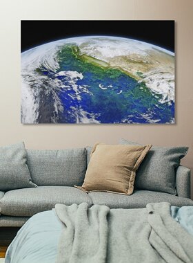 地球创意蓝色星球行星房间客厅卧室书房背景墙帆布无框画装饰挂画