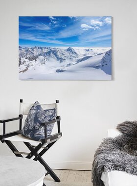 阿尔卑斯山脉白雪山峰自然风景卧室房间背景墙帆布无框画装饰挂画