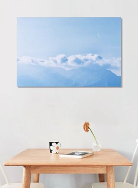 小众治愈蓝天白云写真房间卧室书房客厅背景墙帆布无框画装饰挂画