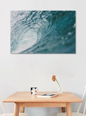 大海波浪清澈蓝色水泡沫房间客厅书房背景墙帆布无框画装饰挂画