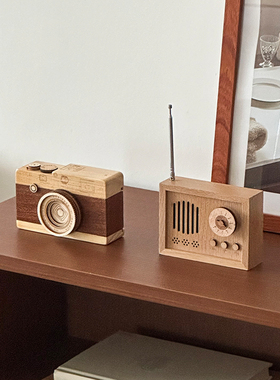 中古实木装饰摆件餐桌面高级感拍照道具木马音乐盒小众复古手工