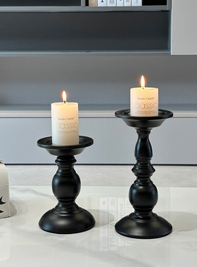 复古罗马柱蜡烛烛台餐桌卧室玄关餐桌桌面摆件家用高级感香薰底座