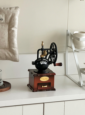 咖啡机音乐盒中古风高级感装饰摆件小众手摇八音盒氛围感拍照道具
