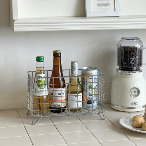 铁艺杂物化妆品收纳篮收纳筐盒厨房卫生间客厅桌面橱柜铁框储物 - 图0