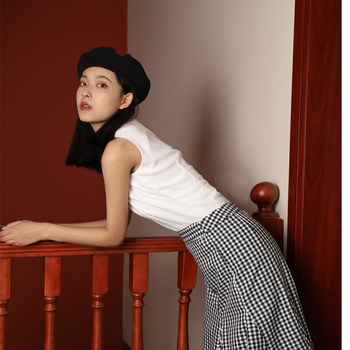 JUJU customized ແບບ Hepburn ສີຂາວ lapel sleeveless shirt lazy style suit collar cardigan Hong Kong style retro top for women