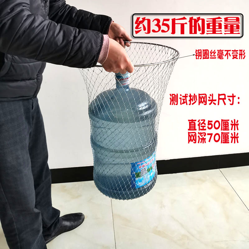 大力马线速干手工编织抄网头钓鱼捞鱼网小眼粗眼细网兜实心抄网兜-图0