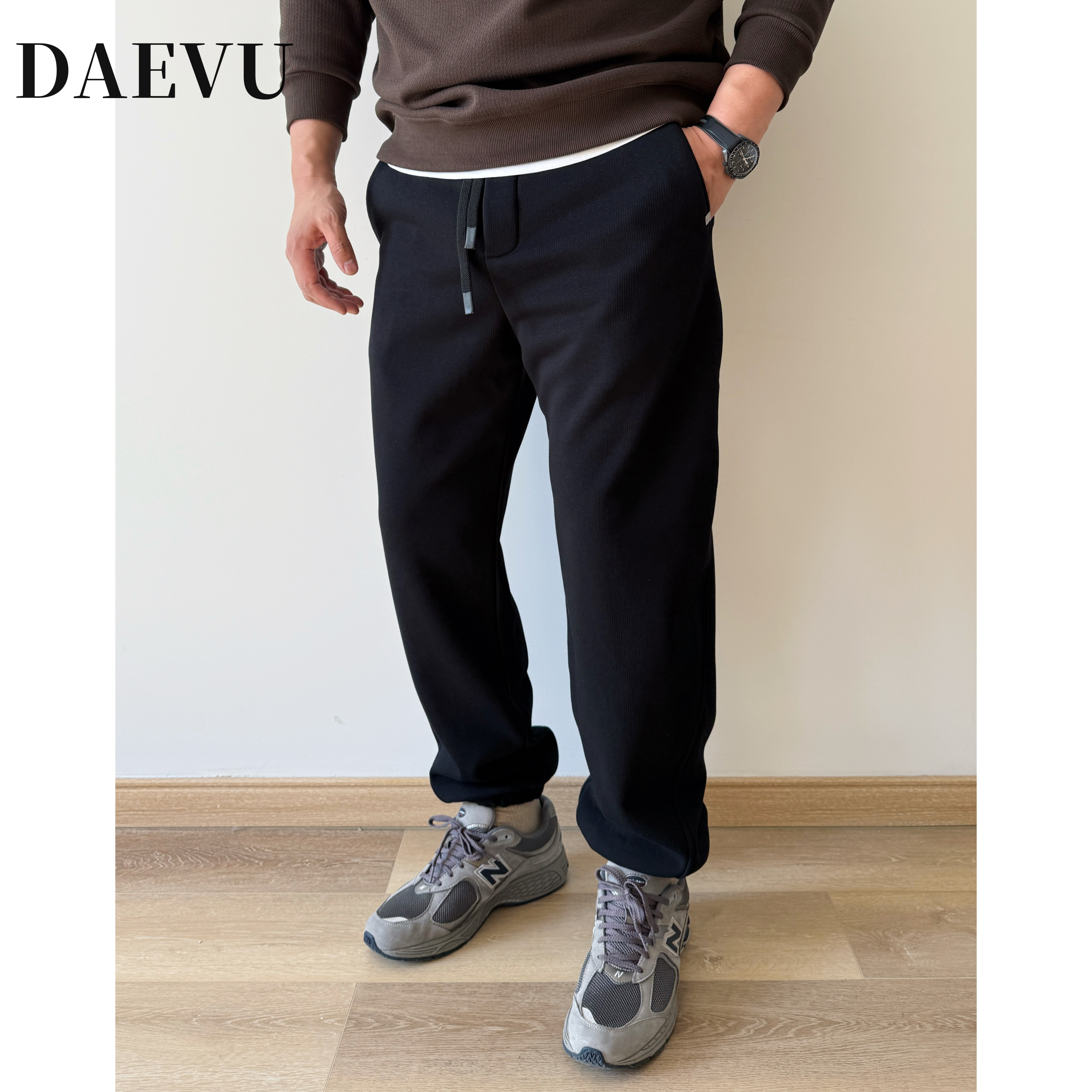 大依无忧大码加绒男裤冬季保暖运动裤胖子休闲裤宽松束脚加厚卫裤 - 图0