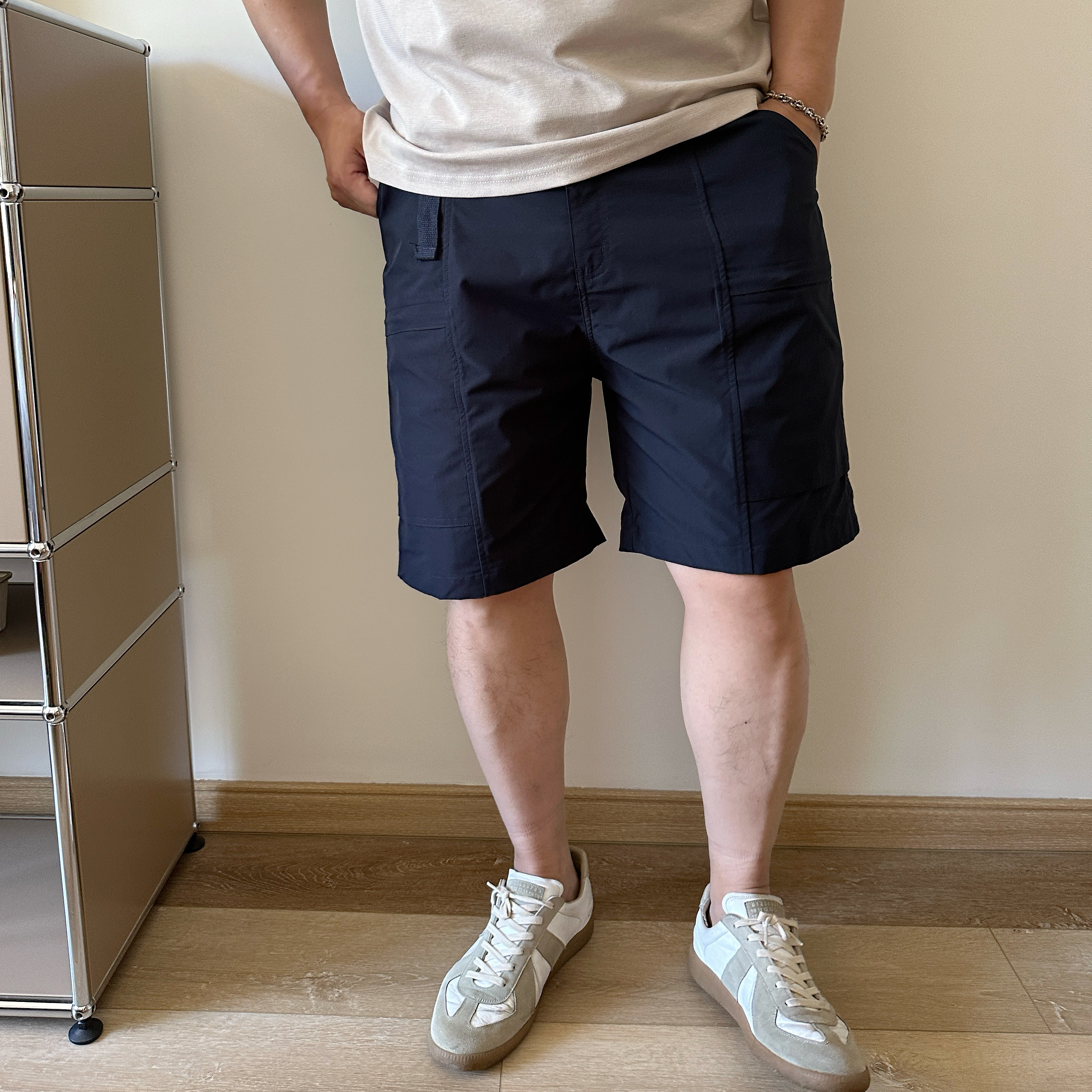 DAEVU夏季大码男装藏蓝户外休闲胖子加肥加大男士休闲短裤五分裤