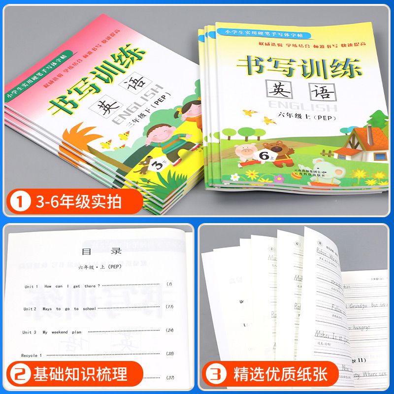 小学生实用硬笔手写体字帖书写训练英语三年级四年级五年级六年级上册下册配人教版教材小学生硬笔钢笔书法临摹练字帖同步字帖练习 - 图2