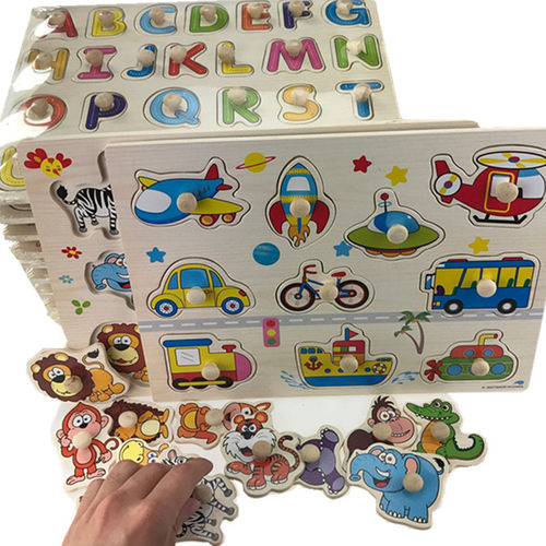 早教拼图儿童益智玩具拼板幼儿宝宝木丁嵌板1-3岁认知配对手抓板 - 图0