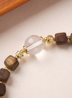 沉香方块白水晶血柏玫瑰吉牌手链串珠女文玩佛珠手链手串爆款