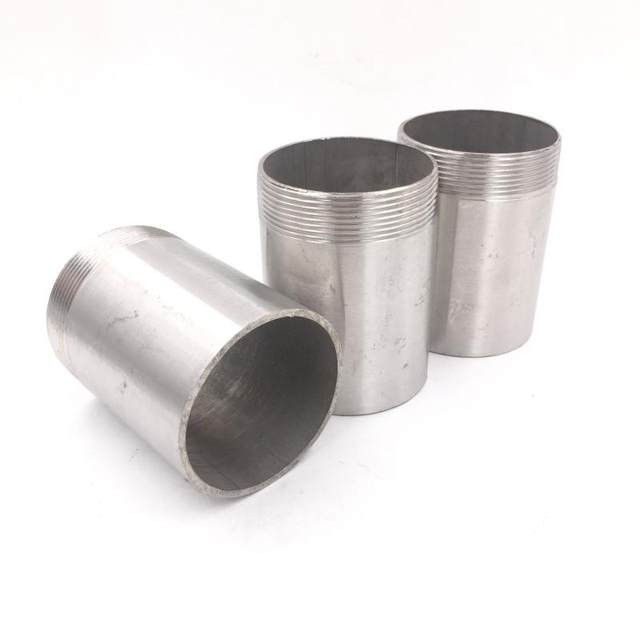 201/304/316 Stainless steel polished surface pipe single and double head outer wire threaded water pipe connection 100mm long head teeth