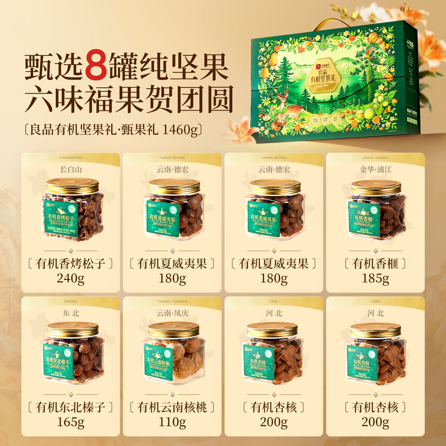 良品铺子新年过年货有机坚果礼盒大礼包食品送礼长辈走亲戚团购,淘宝优惠券,粉丝福利购,淘宝优惠卷
