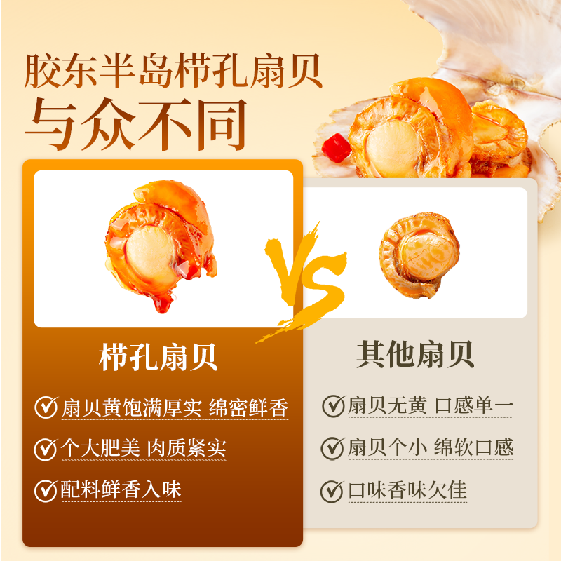 良品铺子香辣烤黄金栉孔扇贝海鲜熟食零食